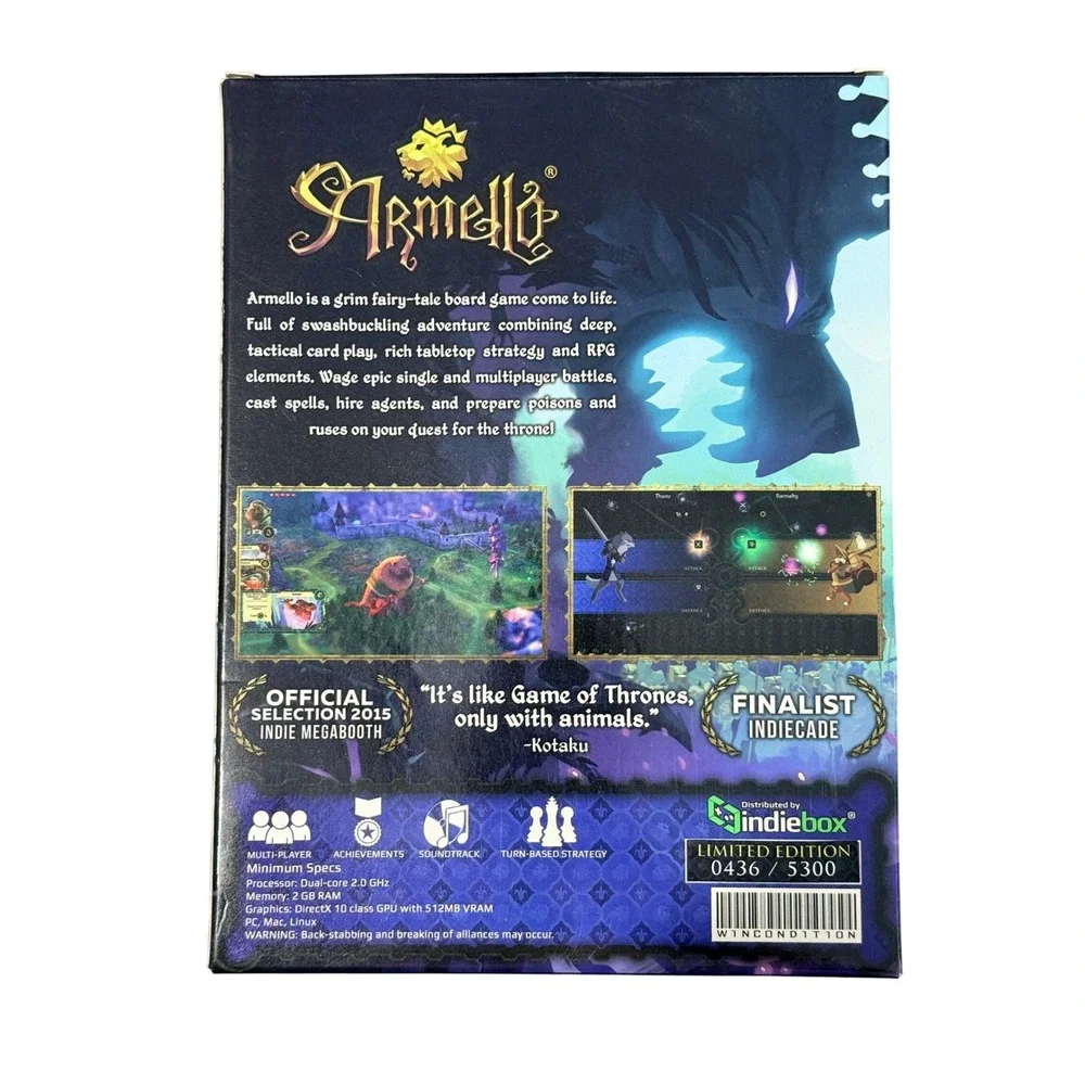 Armello IndieBox Limited Edition #0436/5300 Complete PC Mac Linux Collector Box